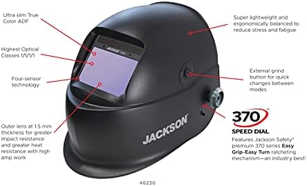 Jackson Safety TRANSLIGHT Premium Auto Darkening Helmet, True Color Technology Viewing Area