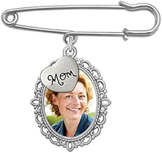 Mom Oval Wedding Memorial Mom Memorial Boutonniere Pin Set For Groom Father or Mother Of the Bride Groomsmen Bouquet Charm Grandparents