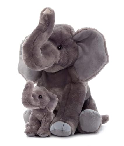 The Petting Zoo Mom And Baby Elephant Stuffed Animal Plushie, Gifts For Kids, Wild Onez Zoo Animals, Elephant Plush Toy 12 Inches #TOP16