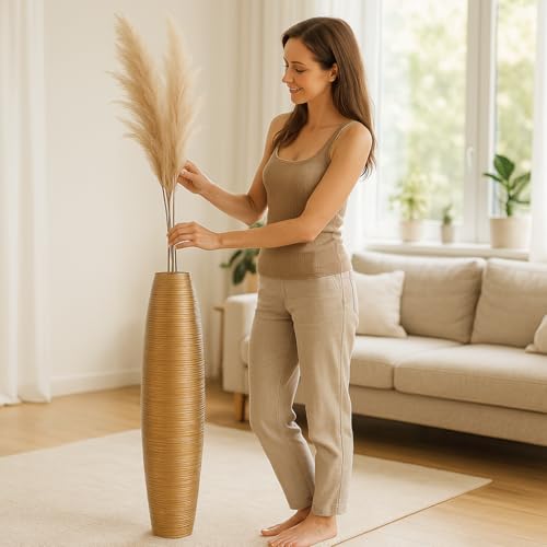 Image of Leewadee Large Floor Vase 34 inches Mango Wood for Pampas Grass, Dried Flowers