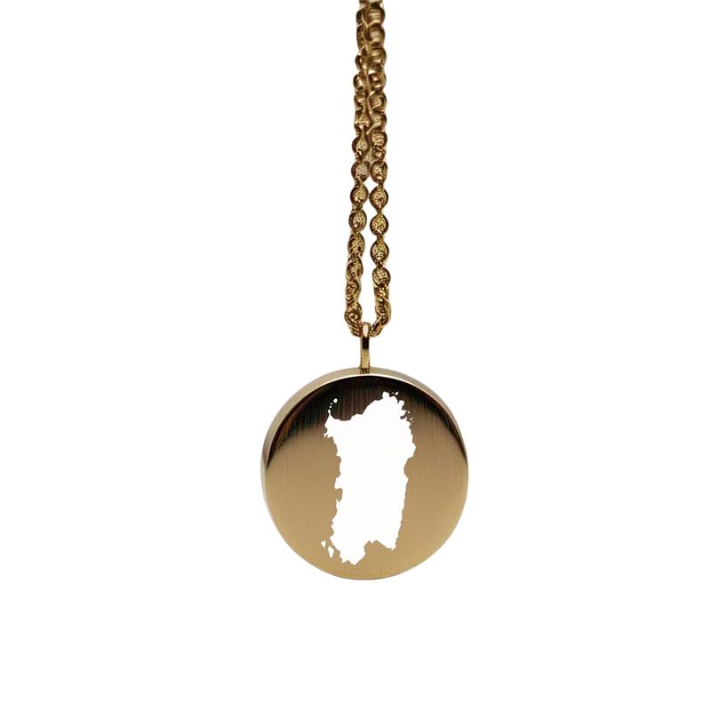 Dije de la Tierra con mapa de Piamonte de plata de ley chapada en oro de 14 k de lujo