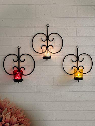 Tied Ribbons Wall Sconces Candle Holder Set Of 3 Metal Wall Decorations For Living Room Bathroom Dining Room - Hanging Wall Candle Sconces Vintage Tea Light Candle Holder For Home Wall Lighting #TOP27