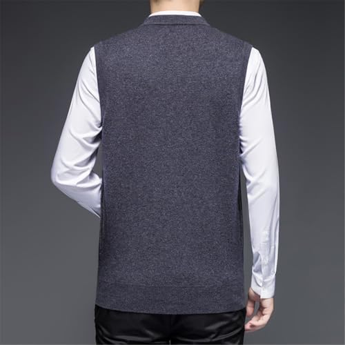 Men's Plaid Jacquard Cardigan Vest V-Neck Thickened Wool Knitted Sleeveless Sweater Vest2
