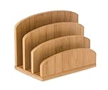 Osco Bamboo Letter Holder & Mail Sorter – Natural Bamboo Desk File Rack, Envelope & Document Organiser for Home Office, Wall or Desk Storage, Post & Bill Sorter, H14 × W19 × D10.5 cm