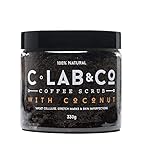 c lab & co - nourishing coffee with cocount body scrub tub, made with arabica coffee beans with vitamin e and sweet almond oil, suitable for face and body 330g