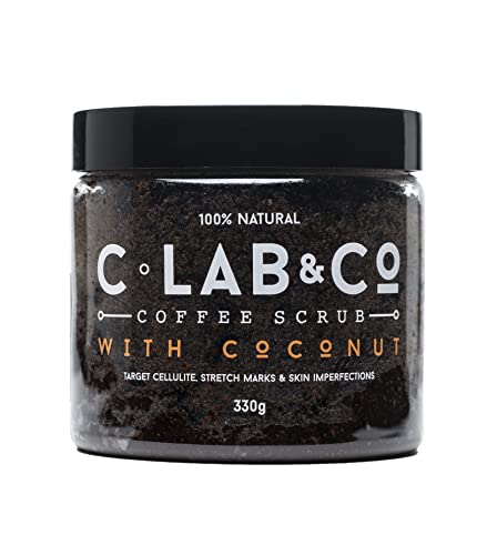 C Lab & Co - Nourishing Coffee with Cocount Body Scrub Tub, Made with Arabica Coffee Beans with Vitamin E and Sweet Almond Oil, Suitable for Face and Body 330g