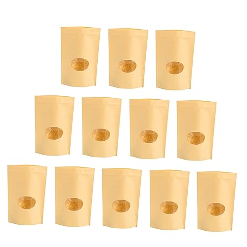 50 Pcs Kraft Paper Bag Storage Bags Kraft Paper Stand up Bag Storage Organizer Dried Fruit Bags Kraft Paper Sealed Bags Biscuit Bags Food Sealing Bags MUSISALY