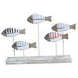 HYTROVE 地中海風スルの木製魚群装飾オーナメント 室内外に適した実木製