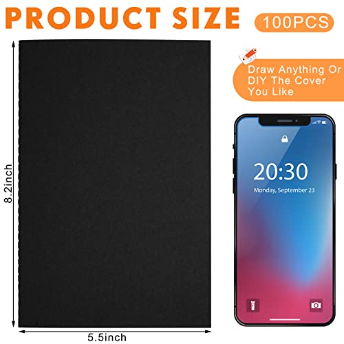 Image of Mimorou 100 Pcs A5 Journals Notebooks Bulk,Black,Blank | Kraft Softcover Small Notebooks 5.5 Inch x 8.3 Inch Notepads with 60 Page 30 Sheet for Writing Sketch Travel Office Supplies