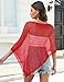 LOMON Lightweight Knit Poncho Fashion Lace Top Cute Coverups for Women 2026 Trendy Women's Spring Tops Red