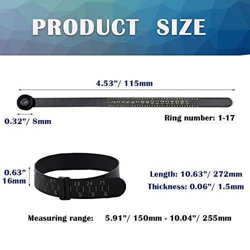 Hayeastdor 2Pcs Ring And Bracelet Sizer Measuring Tool Black Reusable Universal Ring Size Guage For Fingers And Bangle Sizing Tool For Jewelry Measurement He008-B #TOP1