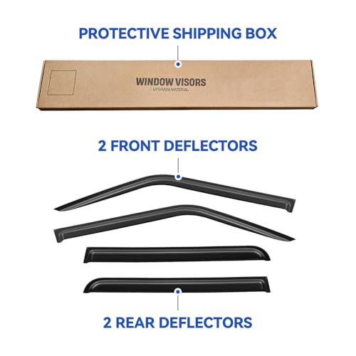 Image of Window Visors Rain Guards Shield for 2007-2018 Jeep Patriot, Out-Channel Window Vent Wind Deflectors Visors Shades for 07-18 Patriot