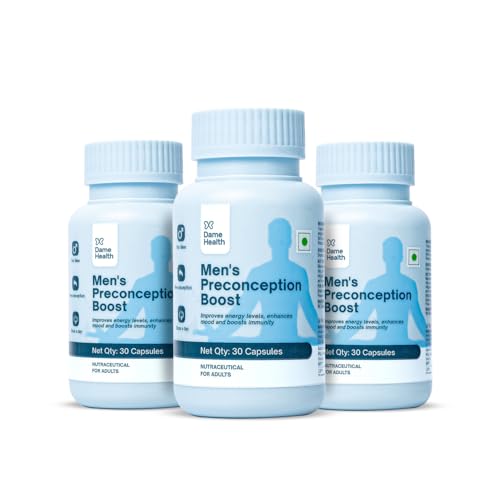 DAME HEALTH MEN’S PRECONCEPTION BOOST (90 VEG CAPS) ZINC + FOLIC ACID + TRIBULUS + GINSENG + MORINGA | HELPS BOOSTS ENERGY | SUPPORT HORMONAL BALANCE | DAILY PRE-CONCEPTION SUPPORT FOR MEN | ANTIOXIDANT RICH