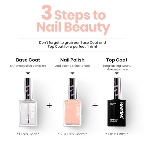 Image of Beetles Nail Polish Bubble Bliss, 2 in 1 Nail Strengthener Polish | Growth Nail Ridge Filler Base Coat Nail for Damaged Thin Nails Natural Nails Bubbly Bliss Nude Pink 15ML