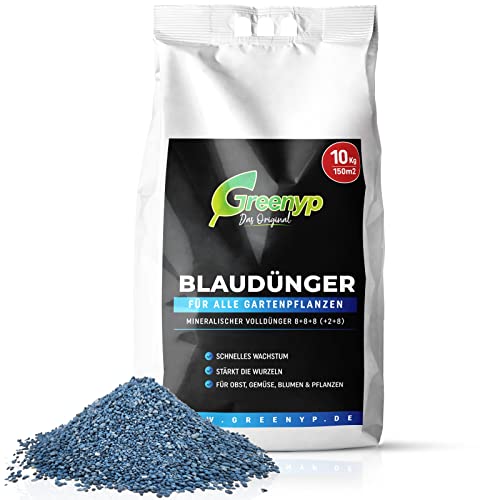 Greenyp Blaudünger NPK Dünger für Pflanzen 5-30kg I Universaldünger Langzeitdünger für Obst Gemüse Blumen Rasen oder Zierpflanzen I Stickstoffdünger für alle Garten Kulturen (10kg / 150m)