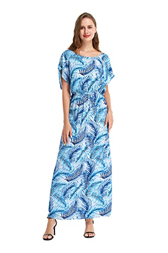 Matchable Family Hawaiian Luau Men Women Girl Boy Clothes in Simply Blue Leaves2