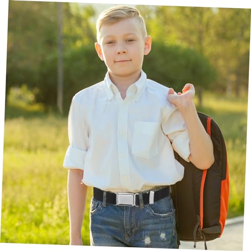 2pcs Elastic Magnetic Buckle Waist Belts for Nylon Rubber Material Adjustable Stretch Waistband for Boys and Black for School Uniforms and Daily Wear3