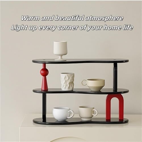 3-Tier Modern Bathroom Countertop Organizer - Multi-Functional Cup Display Stand for Coffee Mugs & Living Room - Space-Saving Shelves (White)