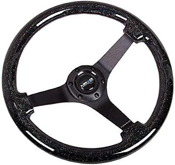 Auto Dynasty NRG Innovations Rein Replacement forced RST-036BSB-BK 350mm 3" Deep Dish Neo Chrome Spoke Galaxy Sparkle Wood Steering Wheel