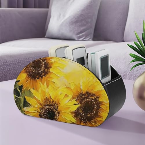 Support de télécommande tournesols en cuir PU à 5 compartiments pour contrôleur - 6
