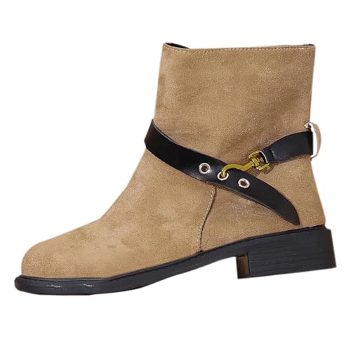 Bottines d'hiver pour femme à talon uni et bout rond slim