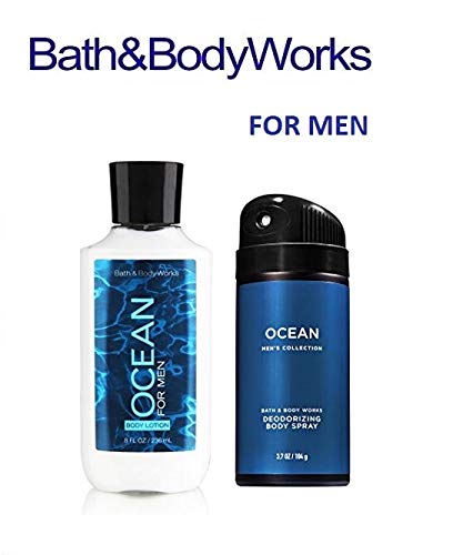 BATH AND BODY WORKS, GIFT SET OCEAN FOR MEN ~ BODY LOTION AND DEODORIZING BODY SPRAY- FULL SIZE