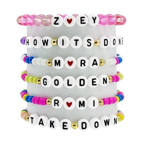 AURTHOS K Pops Girls Bracelets 6Pcs Demon Inspired Bracelets Set Stretch Singer Hunters Friendship Bracelets Cosplay Merch for Fans Christmas Grifts Birthday