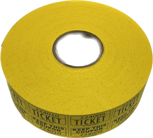 The Ticket Guru-Large Number Raffle 50/50 Tickets-2000/Roll (Yellow) #TOP1