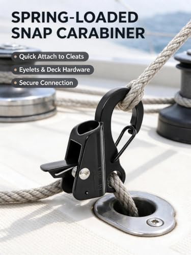 ChayWillow 5/8" 304 Stainless Steel Sliding Snap Hook for Boat Fender | Black Electrophoresis, Cam Lock Mechanism, Spring-Loaded Carabiner, Corrosion-Resistant, Marine Rope Securing - image 5