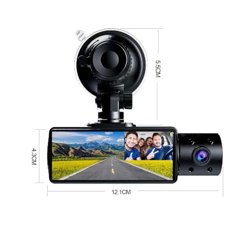 XRC TECH Câmeras 3CHs Dash Cam para carros, gravação frontal HD 1080P interna e traseira, luz de cab