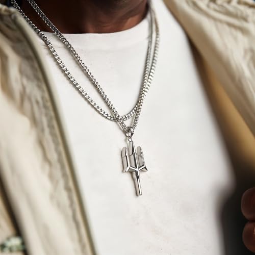 Image of Trishul Pendant Necklace, Stainless Steel For Men Women Unisex