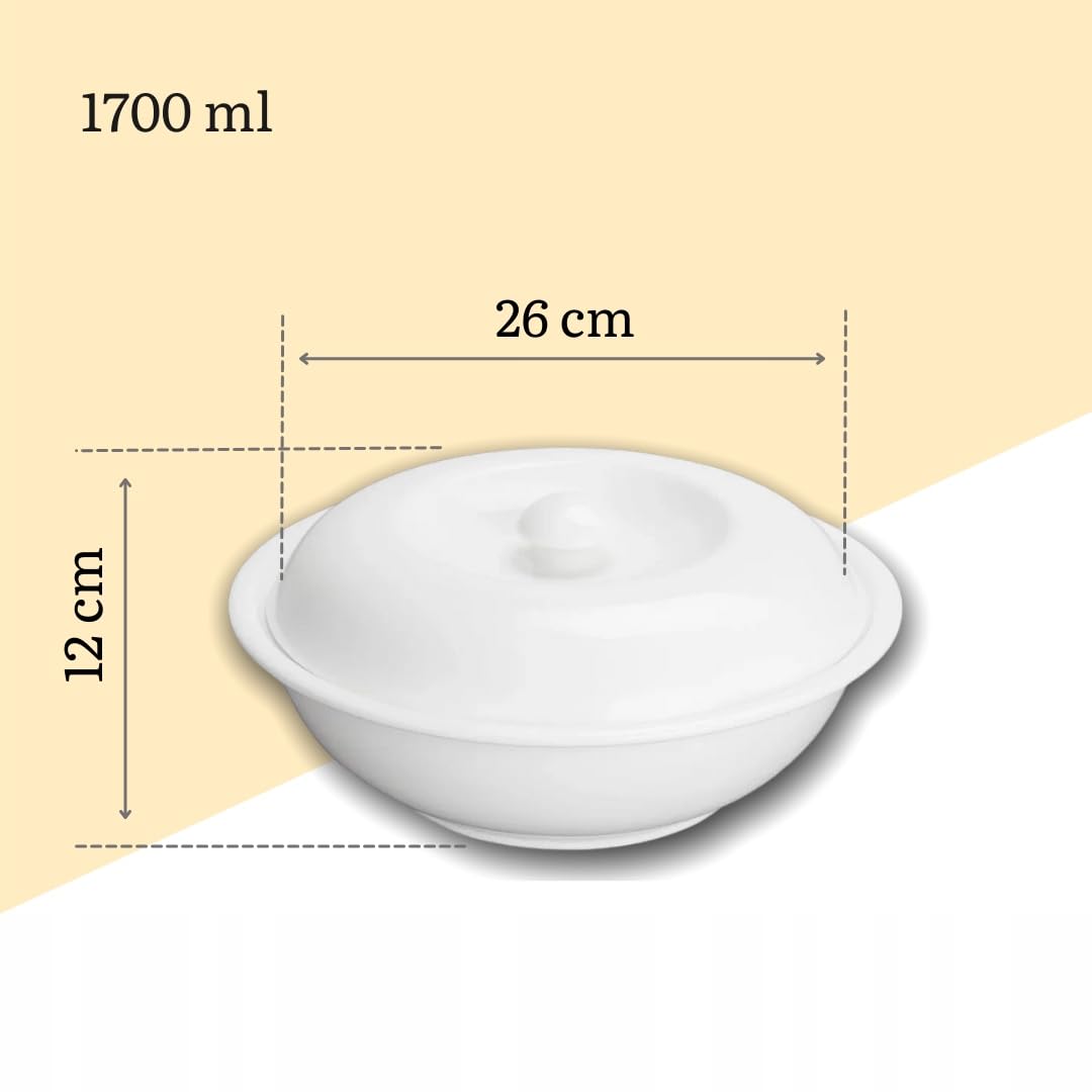 Wilmax – miska z porcelany – 1700 ml – salaterka – biała miska na przekąski, sałatkę – Ø 26 cm – miska na owoce – miska na musli – elegancka i odporna na zarysowania – idealna jako prezent