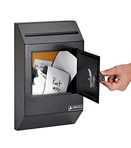 Adiroffice Drop Box - Heavy Duty Secured Storage With Lock - For Commercial Home Office Or Business Use (Black) #TOP3