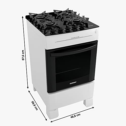 Fogão 4 Bocas Bivolt Automático Mesa de Vidro Electra Glass Itatiaia Branco