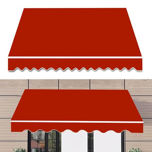 Auvent rétractable 6x3,5 m rouge en polyester imperméable pour grand patio - 2
