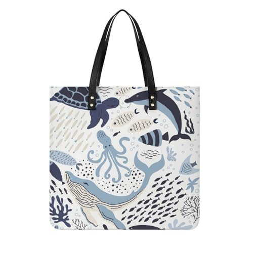 Sac shopper pieuvre dauphin grand sac à main fourre-tout voyage femme