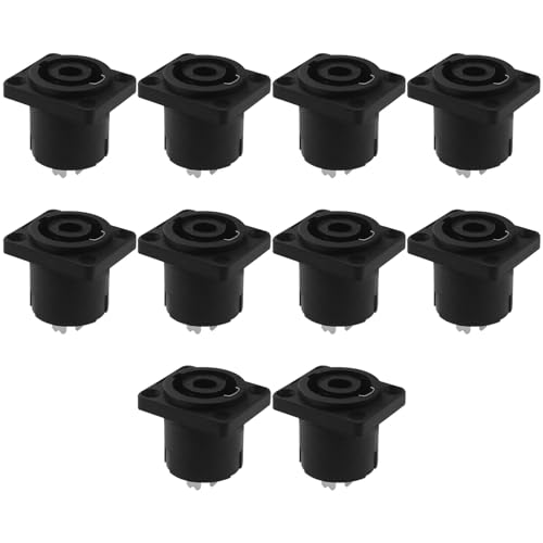 Create idea 10pcs 4pin Speakon Female Jack Socket Connector Audio Loudspeaker Amplifier 4 Pole Square Speaker Jack Twist Lock Compatible with Neutrik Speakon NL4MP/NL4MPR/NL4FC