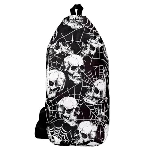 Mochila bandolera de calavera con telaraña multicolor para hombre y mujer