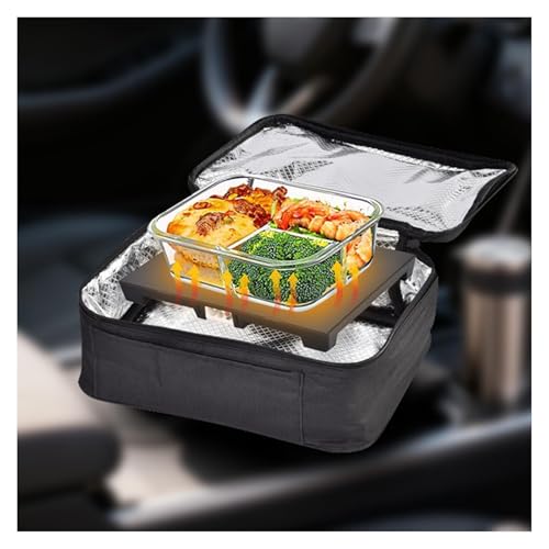 小型電子レンジ 12V/24V/110V対応60W 加熱と調理 保温機能付き 電子レンジ 車載 断熱バッグ付き 、 通勤 通学 ピクニック ホームオフィス旅行用