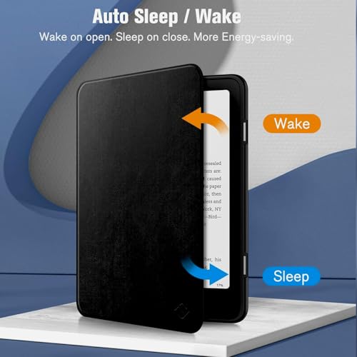 Image of MOCA Case for 7 Inch Kindle Paperwhite 12th Gen 2024 and Signature Edition, Slim Shockproof Clear Back Cover, Auto Sleep /Wake Protective Case (Black)