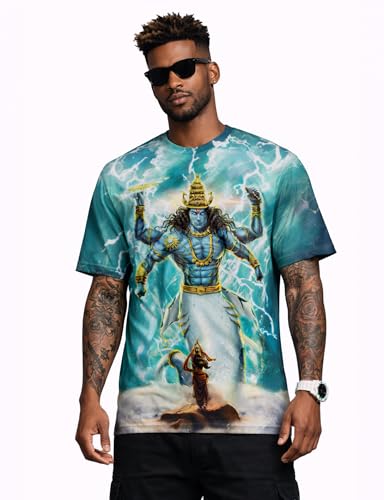 Image of STAND OUT All Over Printed Shiva, Krishna, Hanuman, Kali, Ram and Ravana, Ramayan, Bagavath Githa, Buddha Religious, Spiritual, Hindu Gods T-Shirts