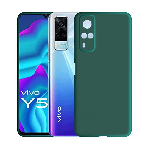 Image of Case Creation Liquid TPU Silicone Cover for Vivo Y53s Soft Case,Anti-Dirty Slim Case Frosted Matte Cute Candy TPU Raised Bezel (Splash of Color) Back Case Cover for VivoY53s -Lake Green