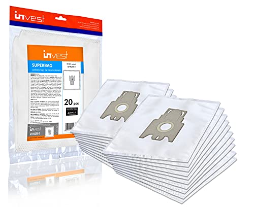 Invest - Staubsaugerbeutel Ersatz, Filtertüten Beutel Kompatibel mit Miele Tango Plus S8340, S381, S251, M40, M50, S5 FJM GN Hoover Telios Plus TTE 1406, 2005, 2300 Sport, 2303, 2304 - Weiß, 20 Stück