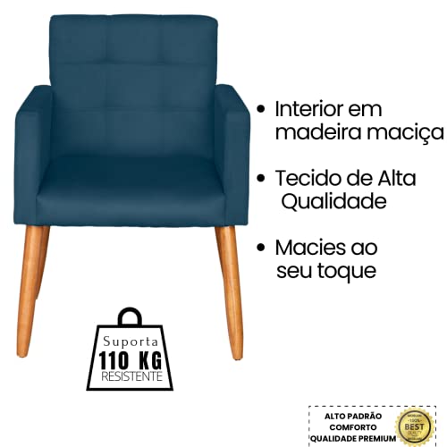 Kit 2 Poltronas Cadeira Decorativa para sala de estar recepção reforçada (Azul-Marinho)