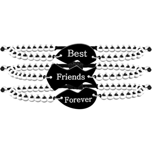Image of Beaded Bracelet Set | Engraved 3 PCS Puzzle Piece Heart Elegant Delicate Trendy Personalized Family & Best Friends Bracelets | Adjustable Stainless Steel Good Luck Jewelry YA4773