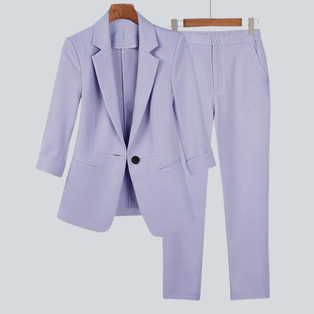 shownicer Tailleur Donna Pantalone Curvy Completi Pantaloni e Giacca Tuta Slim Fit Completo da Cerimonia Ufficio e Lavoro Blazer Due Pezzi Set