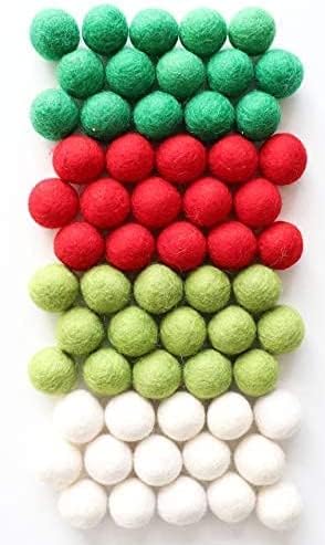 Miniatura 1 de Mini Felt Factory  Felt Ball DIY Christmas Garland Wool 60 Poms 1in Pink Red White Seasonal Home Decor  10 Feet String Craft Supplies