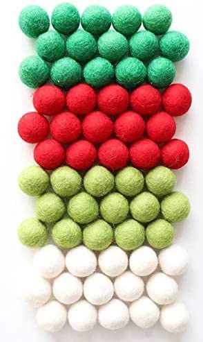 Miniatura 2 de Mini Felt Factory  Felt Ball DIY Christmas Garland Wool 60 Poms 1in Red Green White Seasonal Home Decor  10 Feet String Craft Supplies