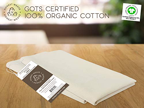 Honest Weave Gots Certified 100% Organic Flour Sack Cotton Kitchen Hand And Dish Towel Sets - Extra Large 27X27 Inches, Fully Hemmed, 12-Pack, Natural Tan #TOP1