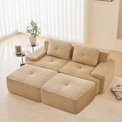 Image of Corduroy Modular Sectional Sofa, Oversized Cloud Couches for Living Room